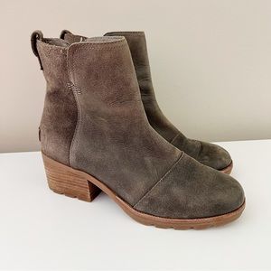 Sorel Cate Booties Major Brown Size 8 Suede and Leather